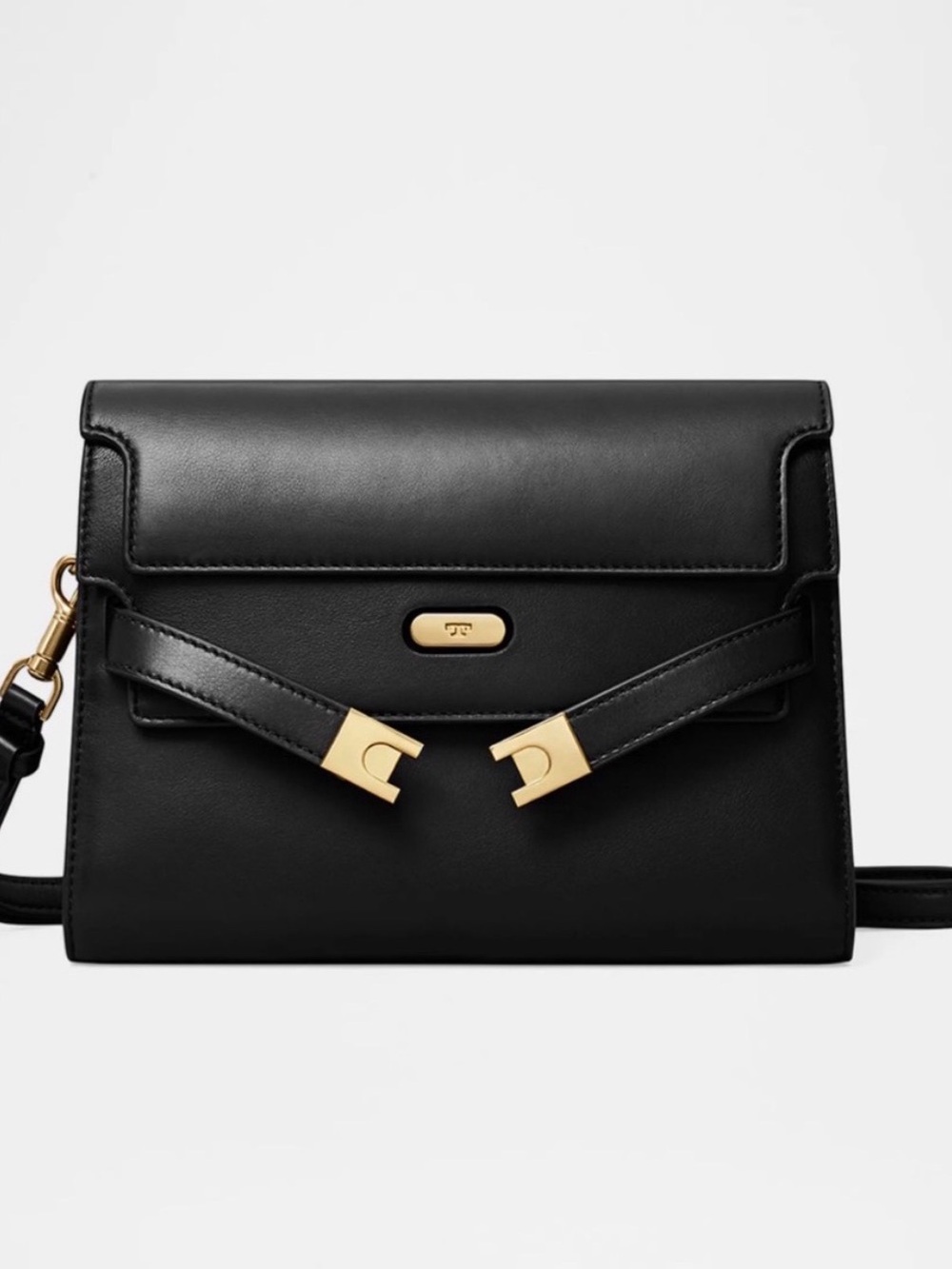 Auth Tory Burch Lee Radziwill Black Leather Crossbody or shoulder bag like new!